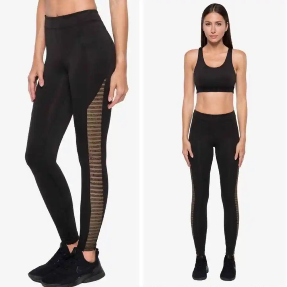 Koral Metallic Mesh Trim Chameleon High Rise Scuba Leggings